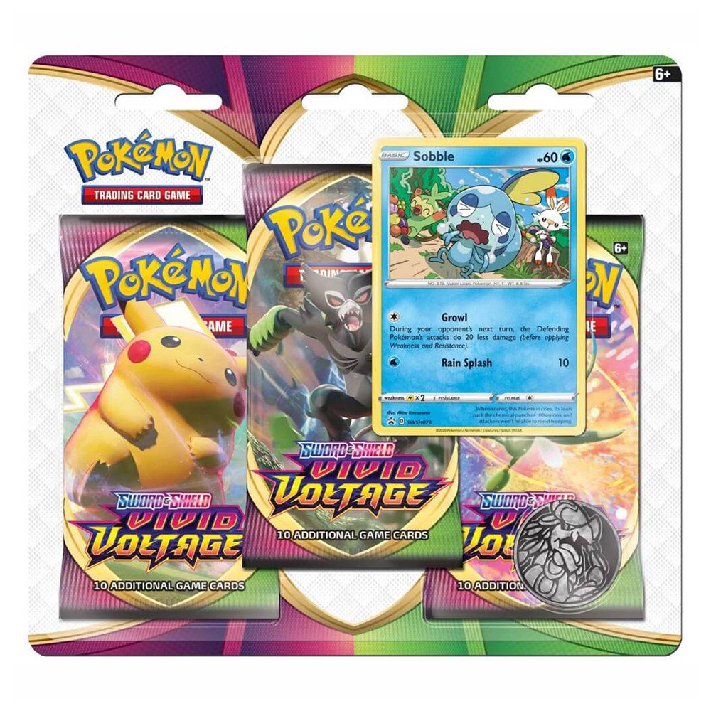 Sword & Shield Vivid Voltage 3 Pack Blister with Sobble Promo (Pokemon) - Inglés