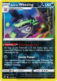 Galarian Weezing - 113/192 - Holo Rare Reverse Holo - Inglés
