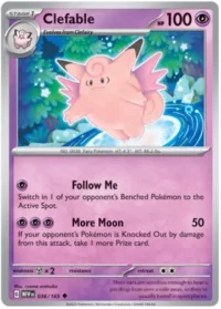 Clefable - 036/165 - Uncommon Reverse Holo - Inglés