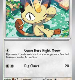 Meowth - 052/165 - Common Reverse Holo - Inglés