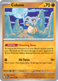 Cubone - 104/165 - Common Reverse Holo - Inglés