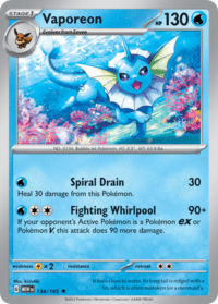 Vaporeon - 134/165 - Holo Rare Reverse Holo - Inglés