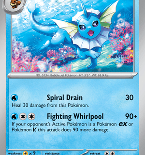 Vaporeon - 134/165 - Holo Rare - Inglés