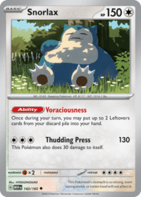 Snorlax - 143/165 - Uncommon Reverse Holo - Inglés