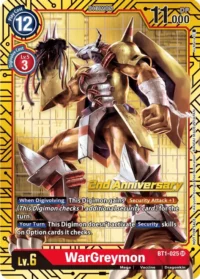 WarGreymon - BT1-025 (2nd Anniversary Card Set) - SR