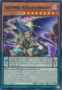 Chaos Emperor, the Dragon of Armageddon (Silver) - BLC1-EN026 Ultra Rare 1st Edition - Inglés