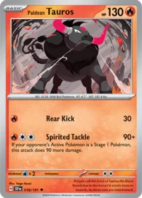 Paldean Tauros - 018/191 - Uncommon Reverse Holo - Inglés
