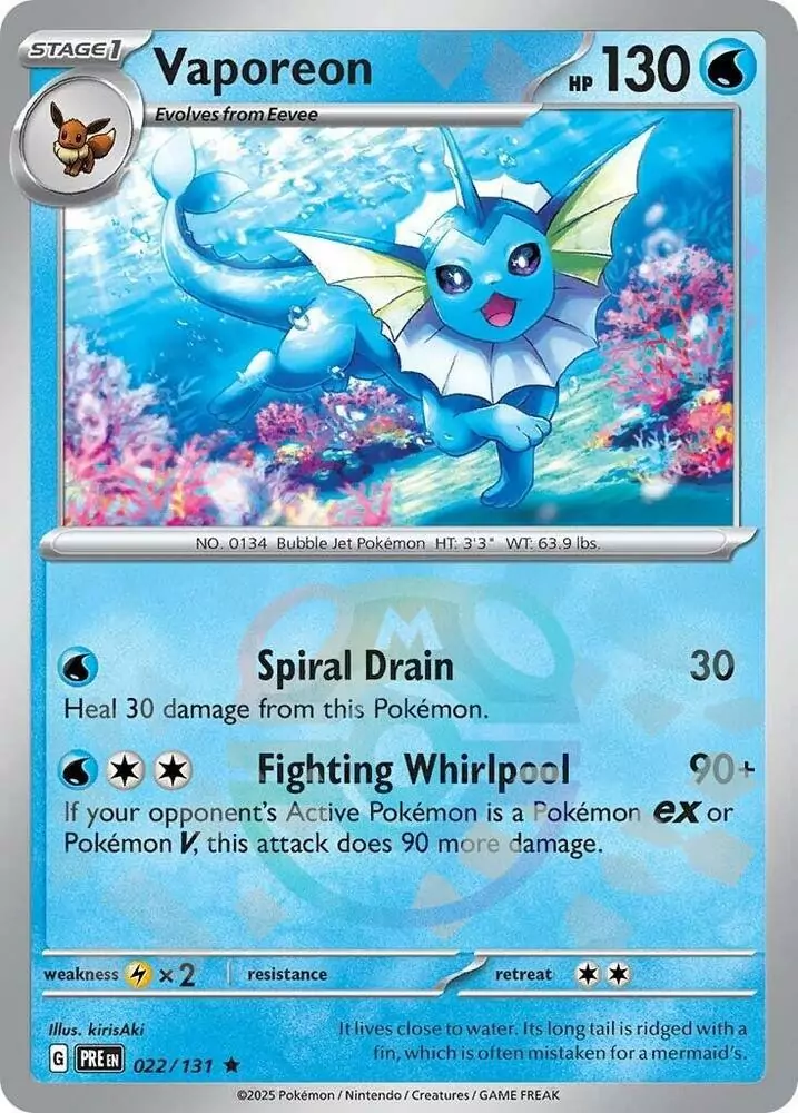 Vaporeon (Master Ball Pattern) - Rare - 022/131 - Español