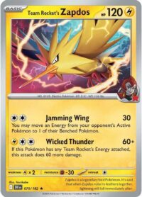 Team Rocket's Zapdos - 070/182 - Holo Rare - Inglés