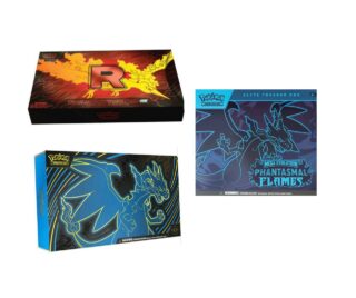 Pokémon TCG: Pack Mega Charizard X UPC + Rocket's Moltres UPC + Elite Trainer Box Phantasmal Flames - Inglés (1 de cada 1) [REMATE FINAL 2025]