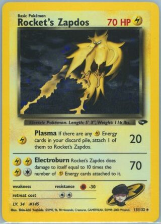 Rocket's Zapdos - 15/132 - Rare - Inglés (Damaged)